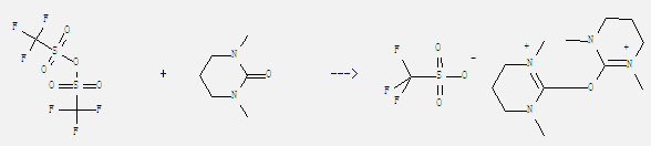 Dimethylpropyleneurea can react with trifluoro-methanesulfonic acid anhydride to get 2,2'-oxy-bis(1,3-dimethyl-tetrahydropyrimidinium) bis(trifluoromethanesulfonate)